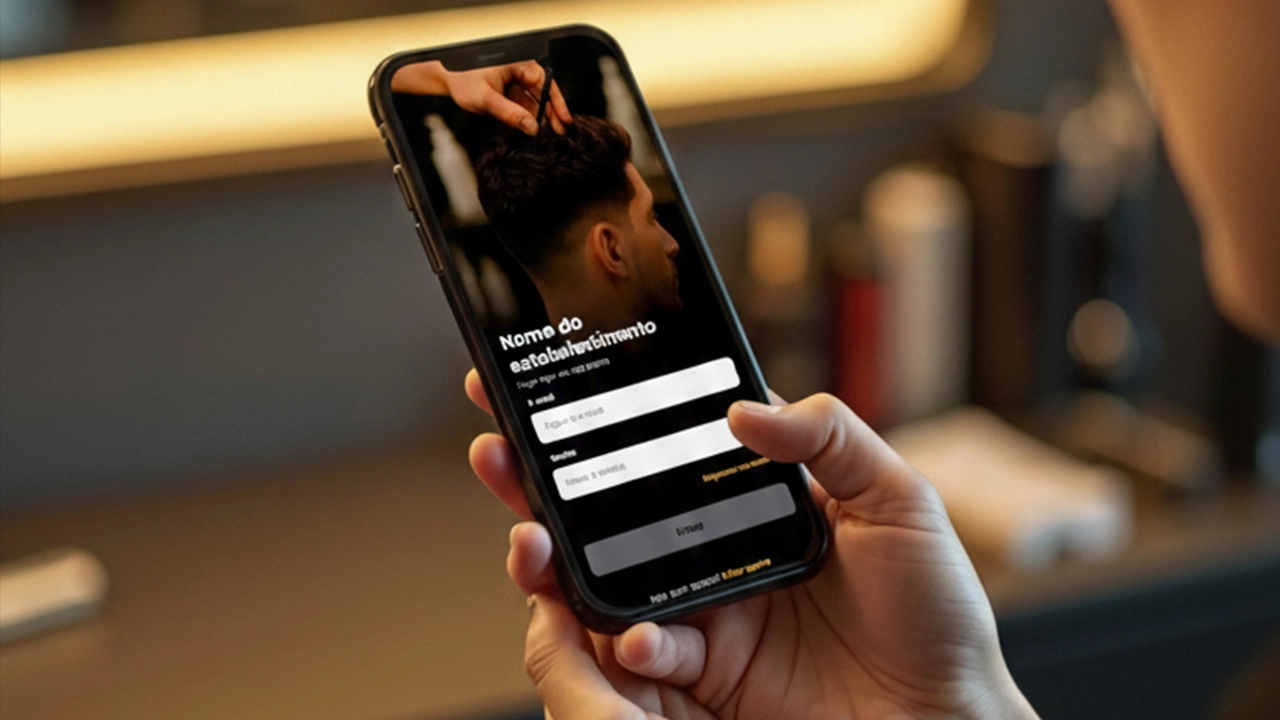 Interface do sistema de agendamento Hora do Estilo no celular